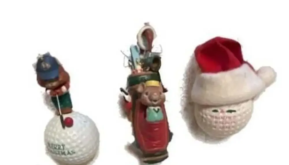 Lot 3‎ Vintage Golf Christmas Ornaments 1989 Hallmark Mouse Bag Novelty Golfing